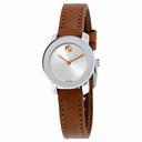 Movado Bold Silver Dial Brown Leather Ladies Watch 3600328