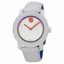 Movado Bold White Dial White Leather Ladies Watch 3600250