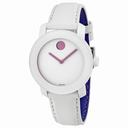 Movado Bold White Dial White Leather Strap Unisex Watch 3600155
