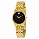 Movado Museum Classic Black Dial Yellow Gold PVD-finished Stainless Steel Ladies Watch 0607005
