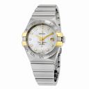 Omega Constellation White Mother of Pearl Diamond Steel and 18K Yellow Gold Ladies Watch 123.20.31.20.55.004