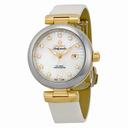 Omega De Ville Ladymatic Mother of Pearl White Leather Ladies Watch 42522342055002