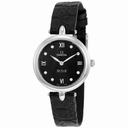 Omega De Ville Prestige Black Diamond Dial Leather Strap Ladies Watch 424.13.27.60.51.001