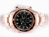 Omega Seamaster Planet Ocean Chrono 222.60.46.50.01.001 Midsize Red Rose Gold Strap Watch