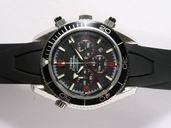 Omega Seamaster Planet Ocean Chrono 2910.51.82 Black Dial Rubber Band Quartz Chronograph Watch