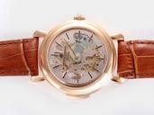 Omega Specialities Skeleton 2941.80.03 Pink Dial Brown Stainless Steel Strap Watch