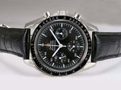 Omega Speedmaster Broad Arrow 3851.50.11 Black Crocodile Leather Strap Stainless Steel Bezel Watch