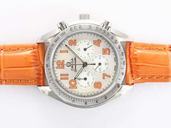 Omega Speedmaster Reduced 3835.74.34 Stainless Steel Bezel Brown Cow Leather Strap Watch