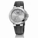 Oris Aquis Date Silver Dial Dark Grey Textile Ladies Watch 01 733 7652 4141-07 5 18 14FC