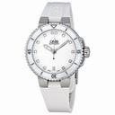 Oris Divers Date White Dial Automatic Rubber Ladies Watch 01 733 7652 4191 07