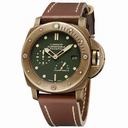 Panerai Luminor 1950 Submersible Green Dial Bronze Leather Men's Watch PAM00507