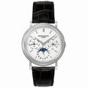 Patek Philippe Annual Calender Moonphase White Dial Black Leather Stainless Steel Automatic Men's Watch 5039G