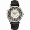 Patek Philippe Brown and Ivory Dial 18kt White Gold Diamond Brown Leather Ladies Watch 7130G-001