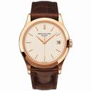 Patek Philippe Calatrava Opaline Dial 18kt Rose Gold Brown Leather Men's Watch 5296R-010
