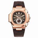 Patek Philippe Nautilus Black-Brown Dial 18kt Rose Gold Case Matt Dark Brown Leather Men's Watch 5980R-001