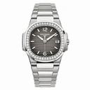 Patek Philippe Nautilus Smoke Grey Dial 18 Carat White Gold Set With Diamonds Ladies Watch 7010/1G-012