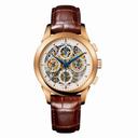 Perrelet Dual Time Chronograph Skeleton Dial Brown Leather Men's Watch A3007/7