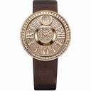 Piaget Limelight Dancing Light Diamond Pave Dial 18kt Rose Gold Brown Leather Men's Watch GOA37157