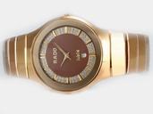 Rado Sintra 21947 Gold Tungsten Steel Strap Red Dial Round Watch