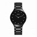 Rado True Thinline Quartz Black Dial Black High-tech Ceramic Ladies Watch R27741732