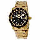Seiko 5 Automatic Black Dial Gold-tone Men's Watch SNZH60