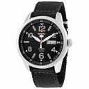 Seiko 5 Sports Automatic Black Dial Black Canvas Men's Watch SRP625