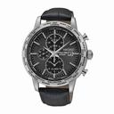 Seiko Black Dial Chronograph Black Leather Men's Watch SPL049P2