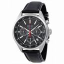 Seiko Black Dial Chronograph Leather Strap Men's Watch SSB037P2