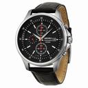 Seiko Black Dial Chronograph Stainless Steel Black Leather Men's Watch SNDE29