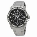 Seiko Black Dial Chronograph Stainless Steel Crystal Trim Bezel Ladies Watch SRLZ93