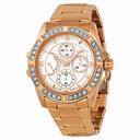 Seiko Champagne Dial Rose Gold-tone Stainless Steel Crystal Trim Bezel Ladies Watch SRLZ94