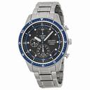 Seiko Chronograph Black and Blue Dial Stainless Steel Men's Watch SNDF39