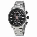 Seiko Black Dial Chronograph Stainless Steel Men's Watch SNAF47