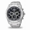 Seiko Chronograph Black Dial Stainless Steel Men's Watch SSC099