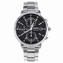 Seiko Chronograph Black Dial Stainless Steel Unisex Watch SNDW49