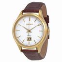 Seiko Classic White Dial Brown Leather Men's Watch SUR026