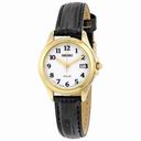 Seiko Core Solar White Dial Black Leather Ladies Watch SUT254