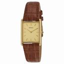 Seiko Gold Dial Gold-tone Stainless Steel Brown Leather Men's Watch SFP606