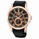 Seiko Kinetic Black Dial Black Leather Men's Watch SNP036P1