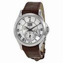 Seiko Kinetic Premier Silver Dial Brown Leather Strap Men's Watch SNP0
