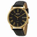 Seiko Montre Black Dial Black Leather Men's Watch SGEH14P1