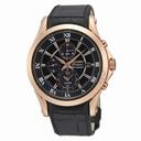 Seiko Premier Chronograph Black Dial Black Leather Men's Watch SNAF24P1