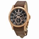 Seiko Premier Kinetic Perpetual Calendar  Chronograph Black Dial Brown Leather Men's Watch SNP038