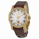 Seiko Premier Silver Dial Brown Leather Men's Watch SUR018