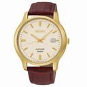 Seiko Sapphire Beige Dial Brown Leather Men's Watch SGEH44