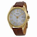 Seiko Silver Dial Brown Leather Men's Watch SUR064P2