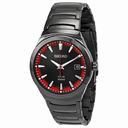 Seiko Solar Black and Red Dial Grey PVD Stainless Steel Men's Watch SNE251