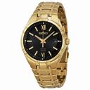 Seiko Solar Black Dial Gold-tone Men's Watch SNE220