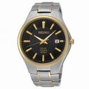Seiko Solar Black Dial Two-tone Titanium Men's Watch SNE382