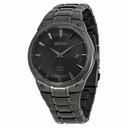 Seiko Solar Black Sunray Dial Black Ion-plated Men's Watch SNE325